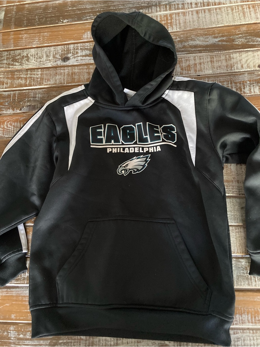 NFL Philadelphia Eagles Black and White Crewneck Hoodie